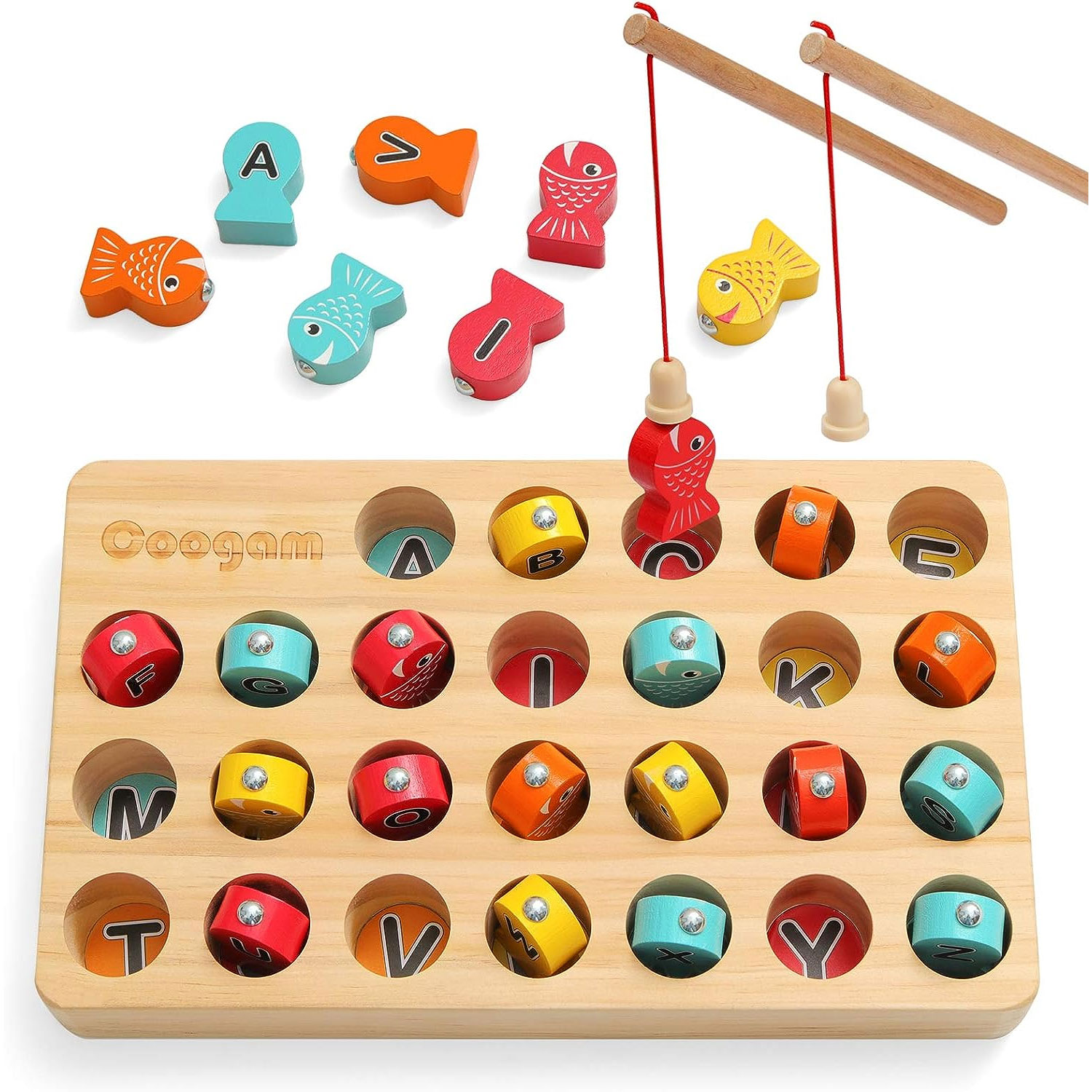 Coogam Wooden Alphabet Magnetic Fishing Game